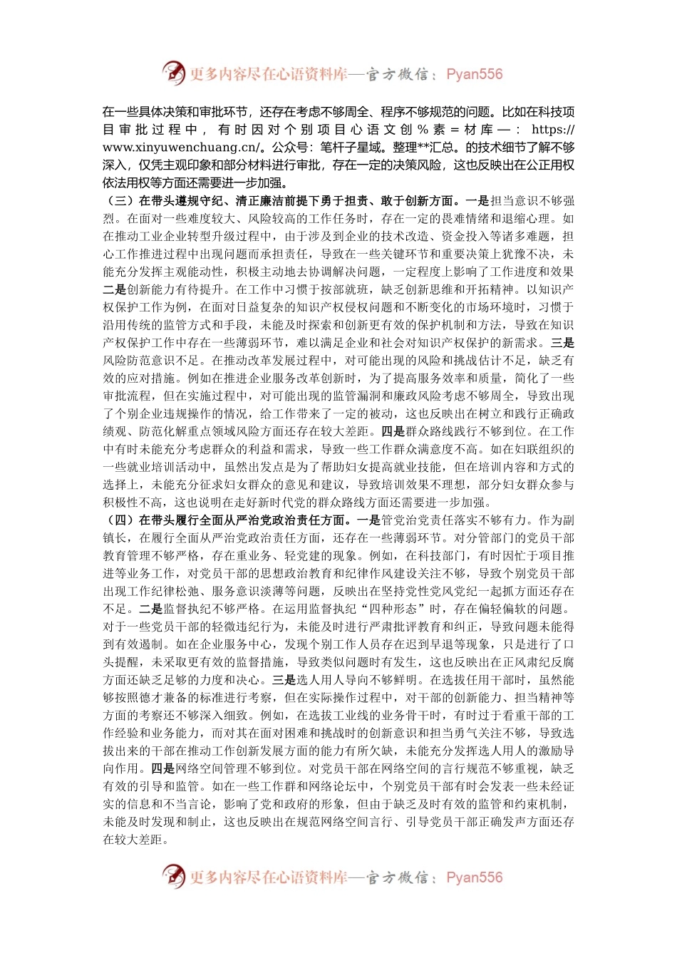 某乡镇副职2024年度民主生活会个人对照查摆剖析材料.docx_第2页