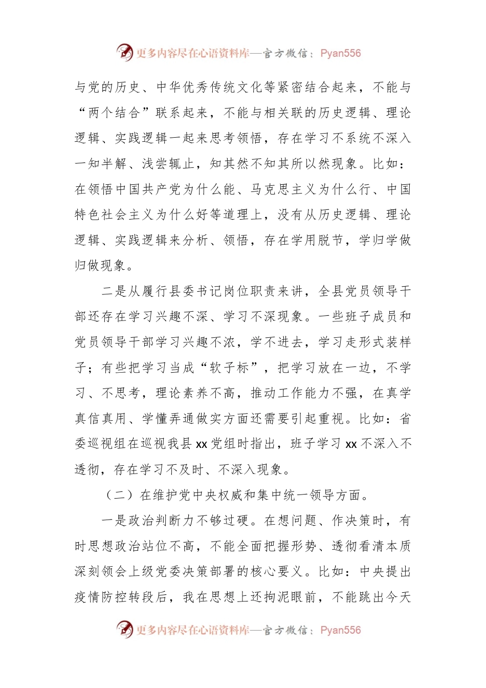 某县委书记2023年度专题民主生活会个人发言稿提纲最新通知要求.docx_第2页