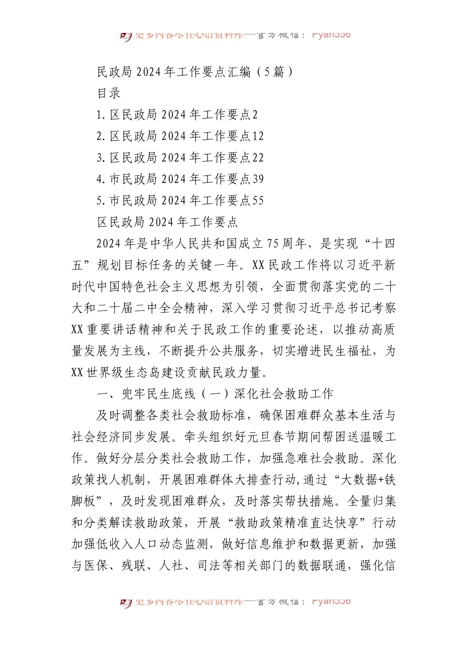 民政局2024年工作要点汇编（5篇）.docx_第1页