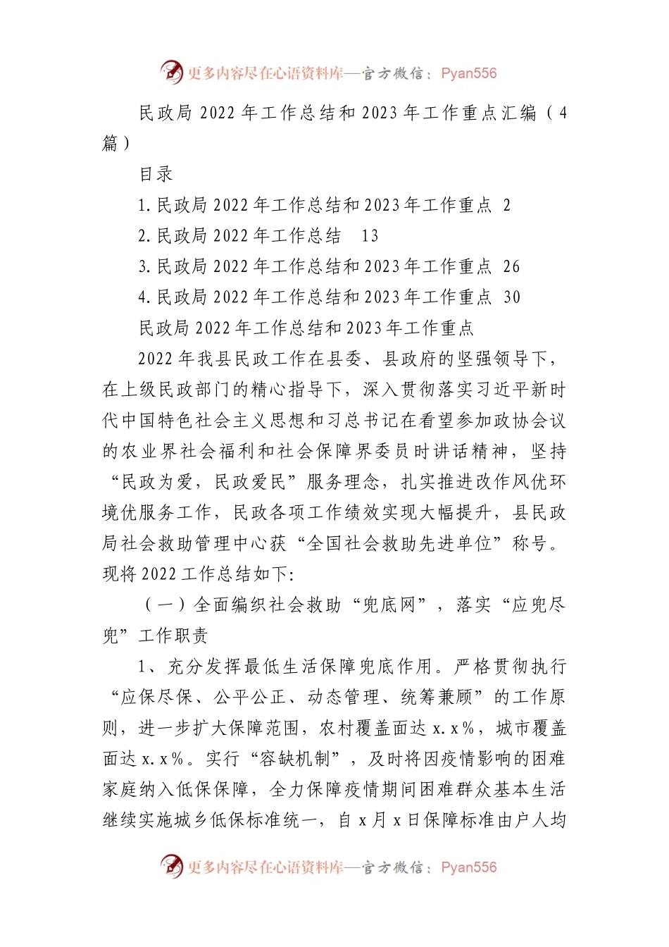 民政局2022年工作总结和2023年工作重点汇编（4篇）.docx_第1页