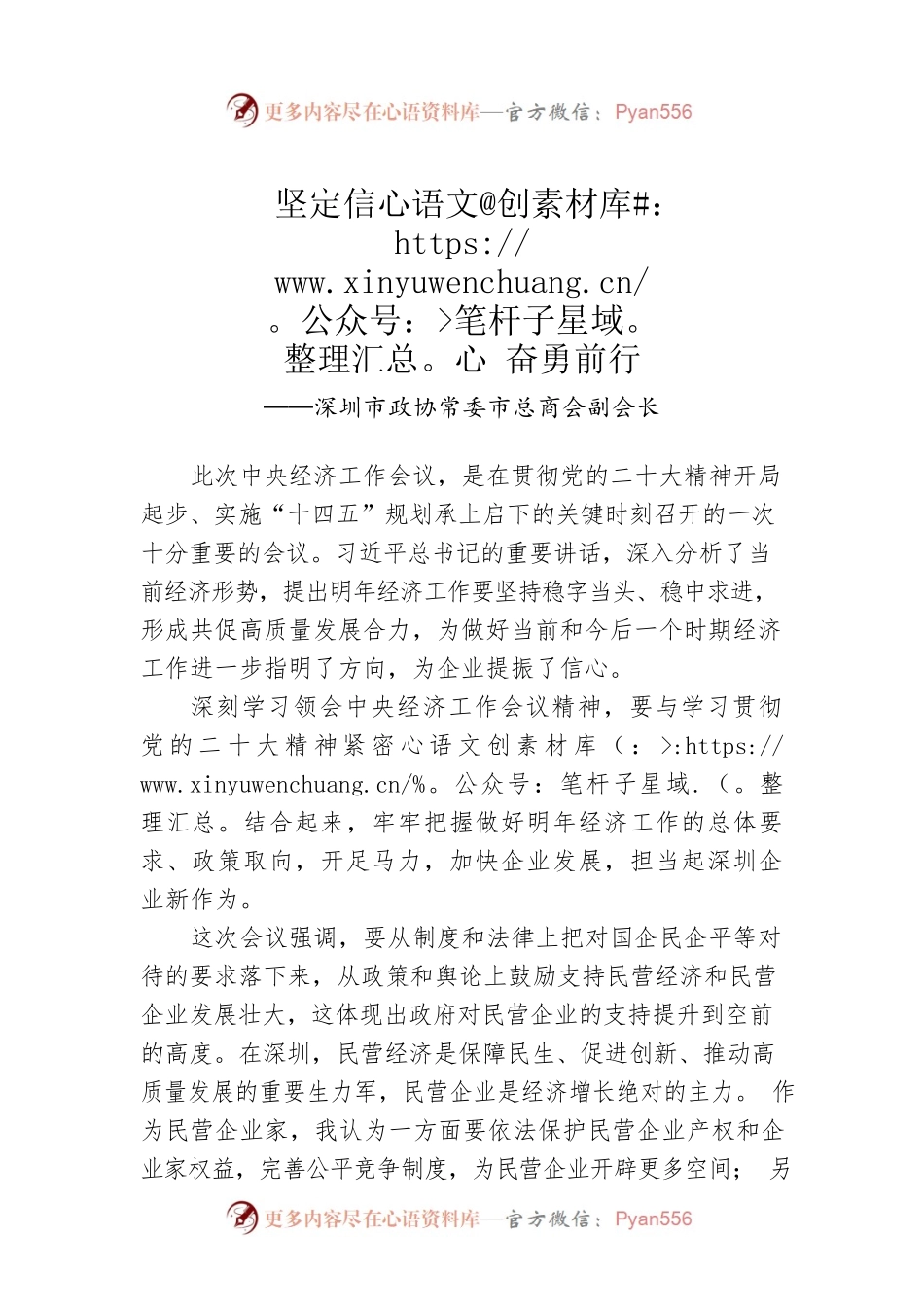 深圳市政协常委市总商会副会长谈中央经济工作会议精神（20221226）.docx_第1页