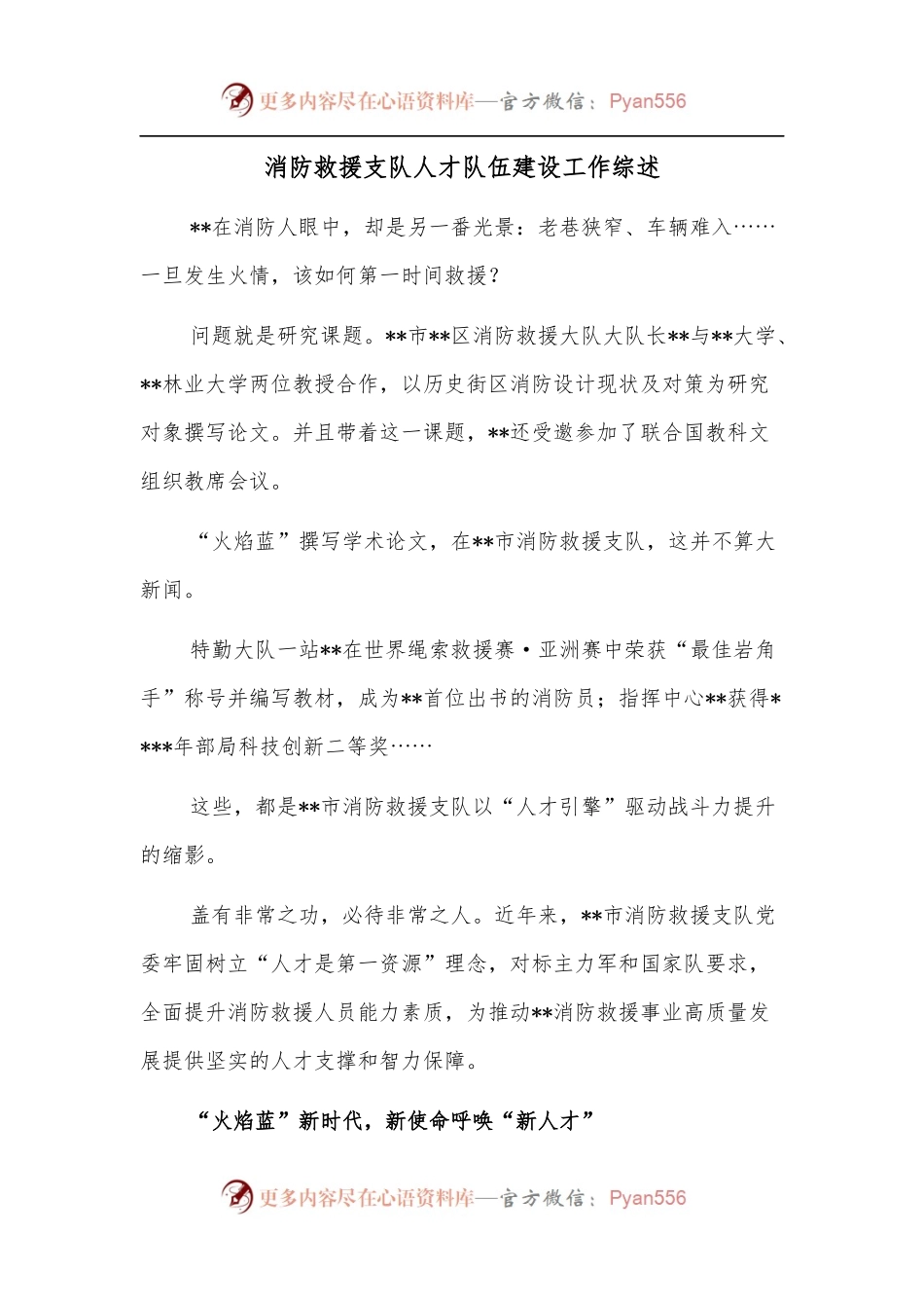 消防救援支队人才队伍建设工作综述.docx_第1页