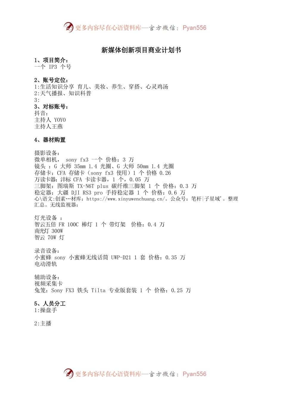 新媒体创新项目商业计划书.docx_第1页