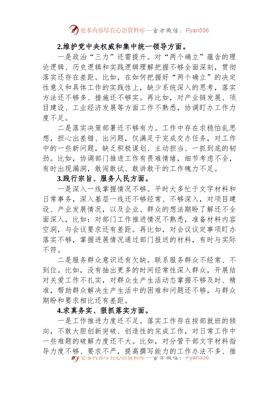 班子成员主题教育民主生活会个人对照检查发言稿提纲.docx_第2页