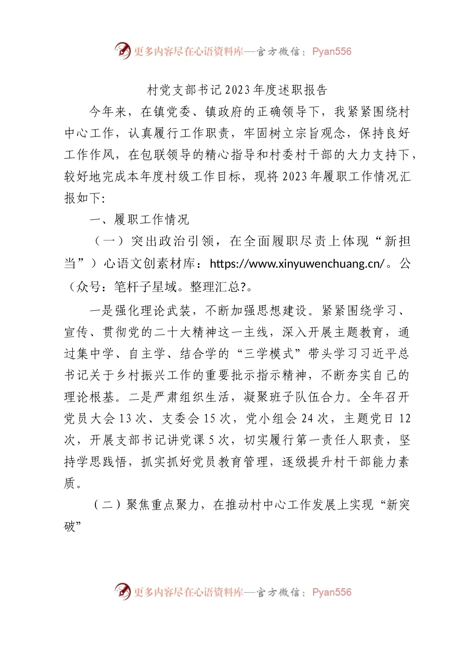 村党支部书记2023年度述职报告√.docx_第1页