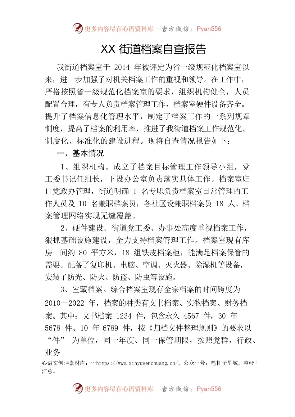 档案安全自查报告.docx_第1页