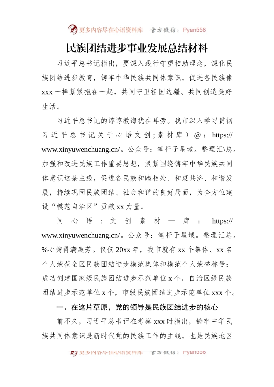 民族团结进步事业发展总结材料.docx_第1页