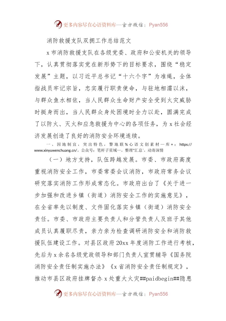 消防救援支队双拥工作总结.docx_第1页