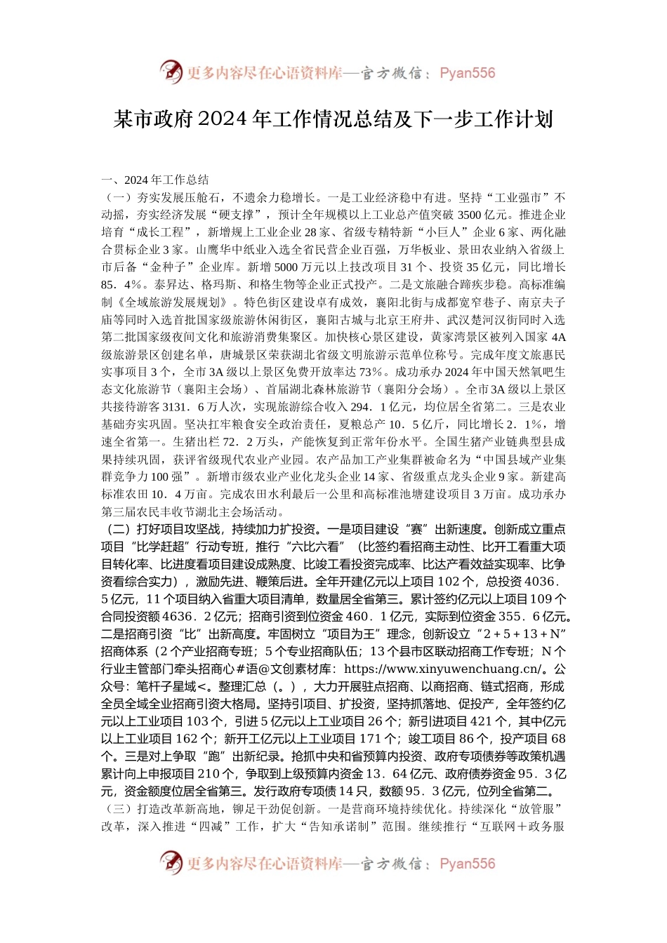 某市政府2024年工作情况总结及下一步工作计划.docx_第1页