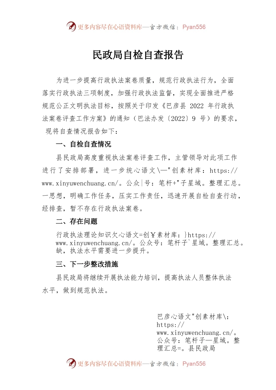 民政局自检自查报告.docx_第1页