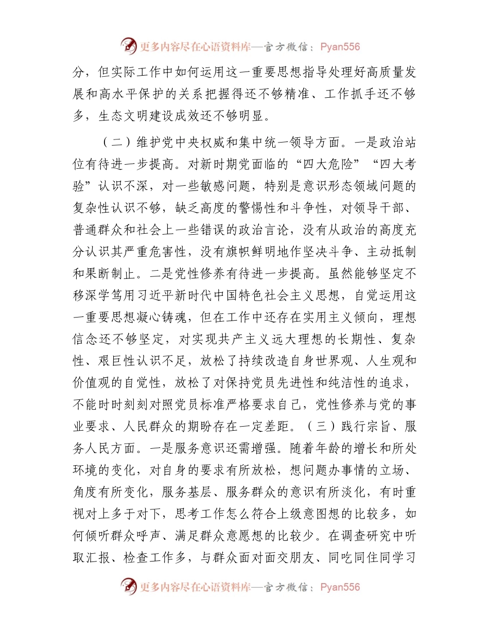 班子成员主题教育专题民主生活会对照检查发言材料.docx_第2页
