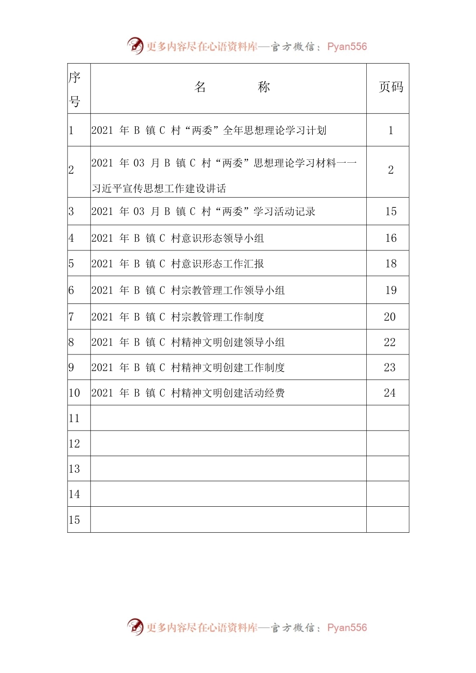 某村创建市文明村台账资料（组织领导 乡风民风 文化生活 人居环境 创建活动）.docx_第2页