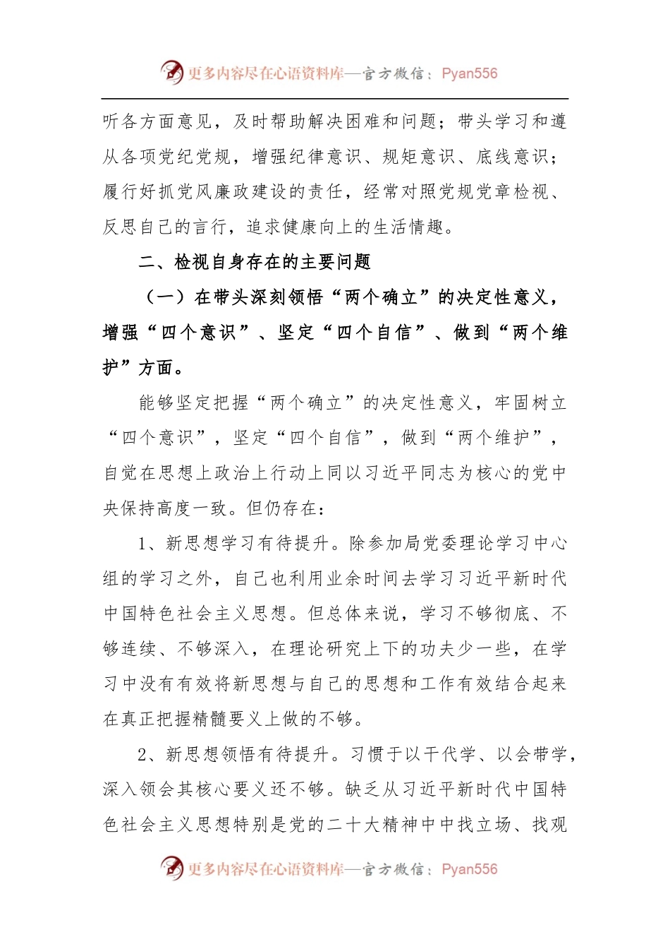 某市局班子成员2022年度民主生活会对照检查材料.docx_第2页