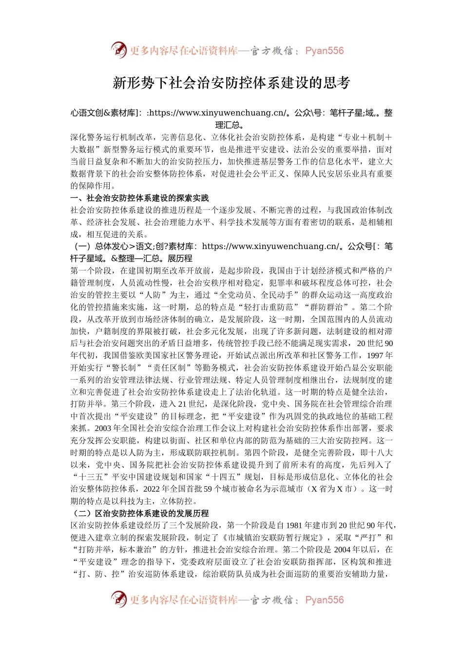 新形势下社会治安防控体系建设的思考.docx_第1页