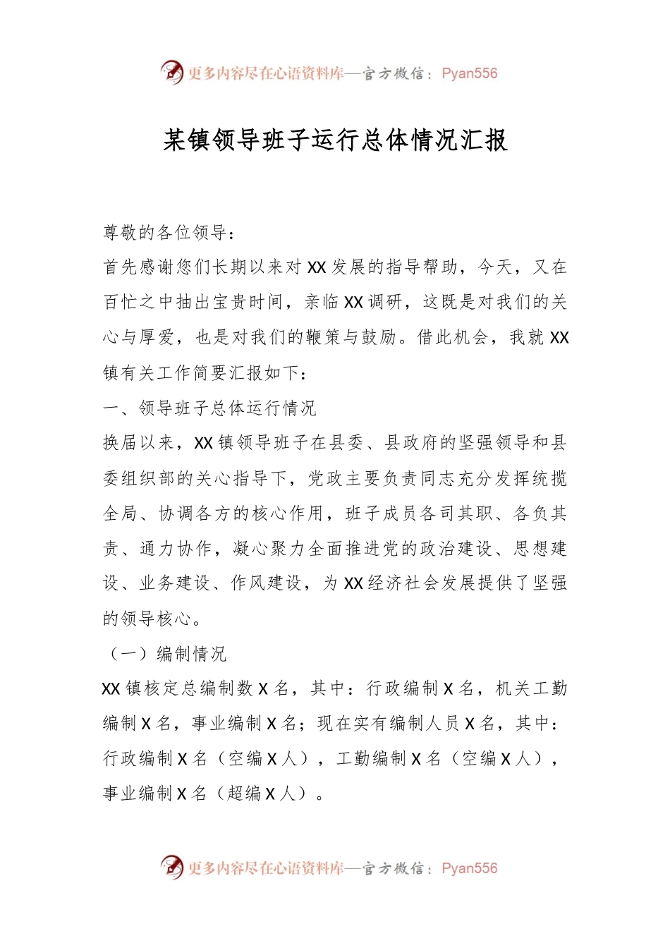 某镇领导班子运行总体情况汇报.docx_第1页