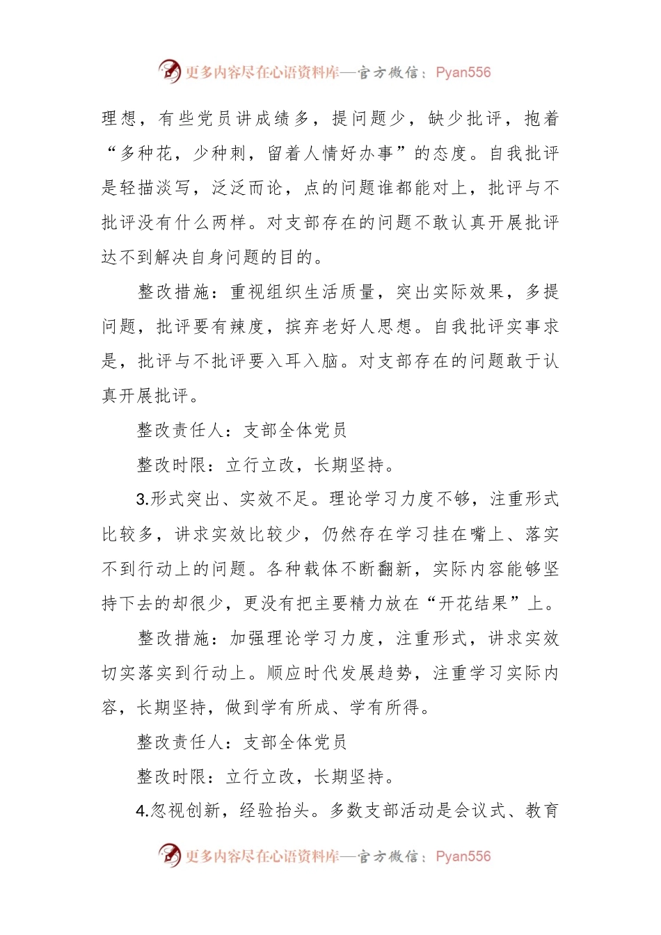 本年度基层党组织组织生活会班子整改清单.docx_第2页