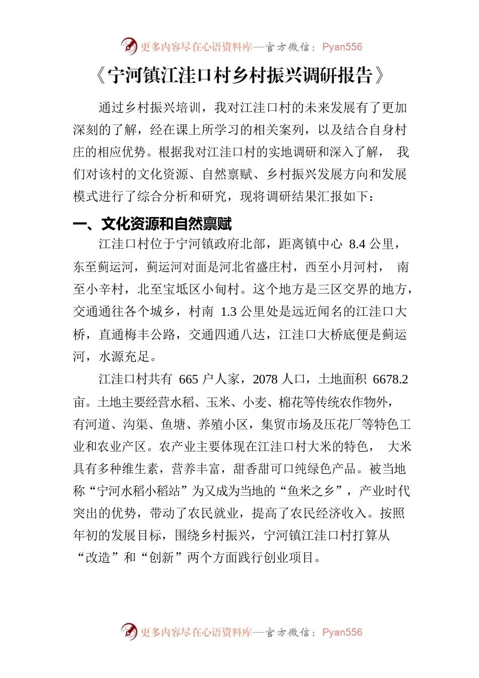 武盛隆宁河镇江洼口村乡村振兴调研报告.docx_第1页