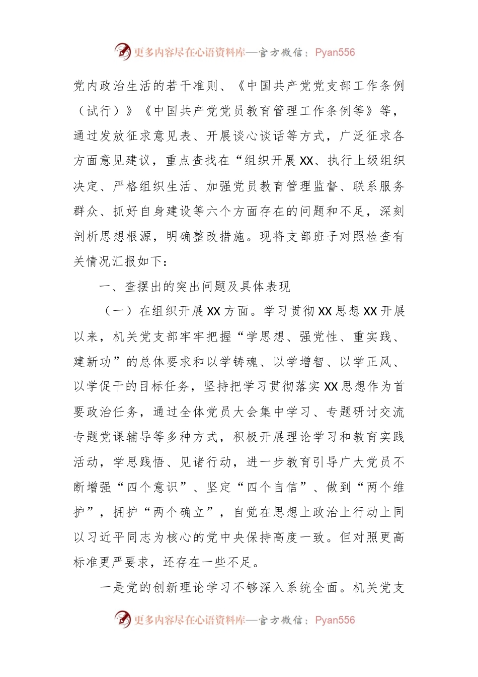 某县政府办公室机关党支部班子2023年度专题组织生活会六个方面对照检查材料（主题教育+执行上级组织决定+严格组织生活+党员教育管理监督+联系服务群众+自身建设）.docx_第2页