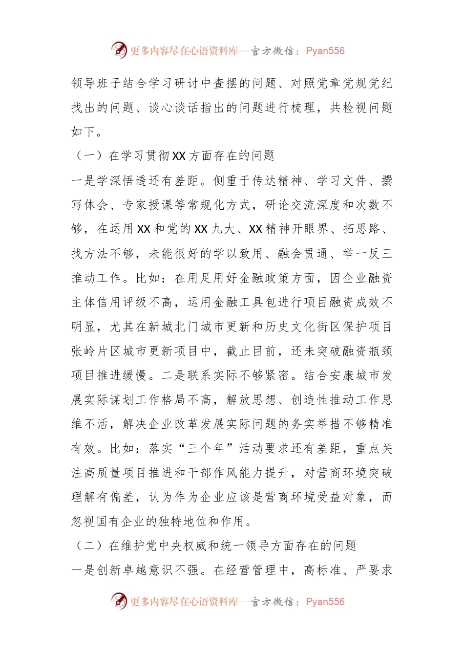 某国企公司领导班子2023年度专题民主生活会对照检查材料.docx_第2页