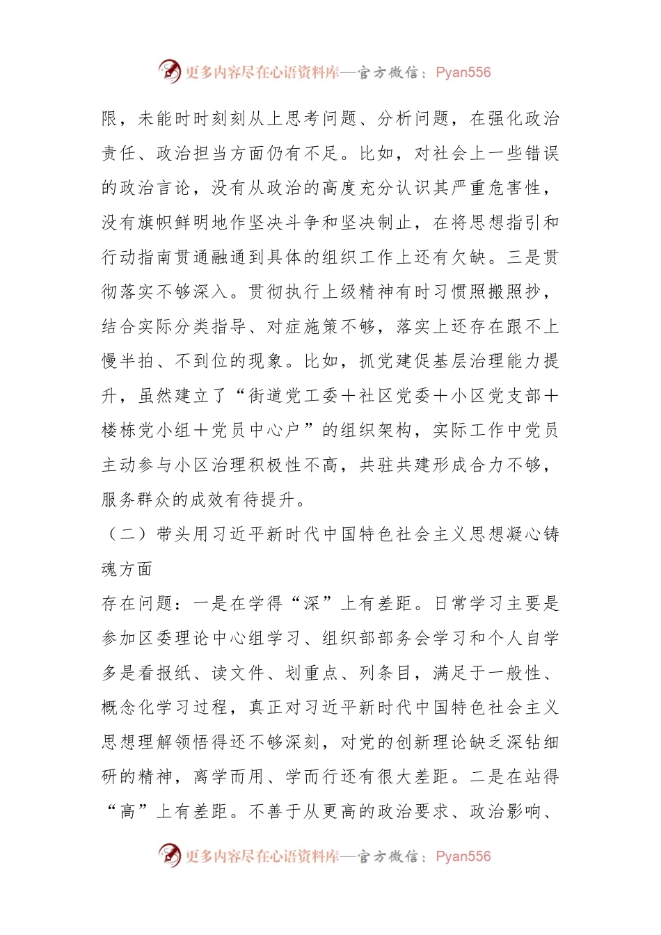 某区组织部长本年度民主生活会剖析材料.docx_第2页
