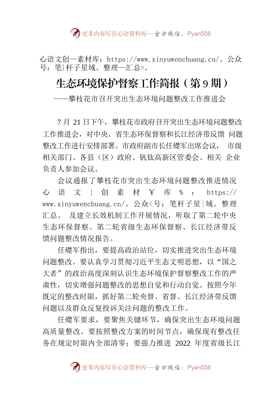 生态环境保护督察工作简报（第9期）.docx_第1页