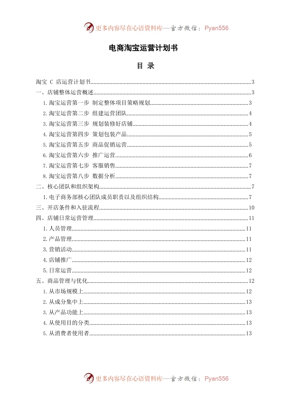 电商淘宝运营计划书.docx_第1页