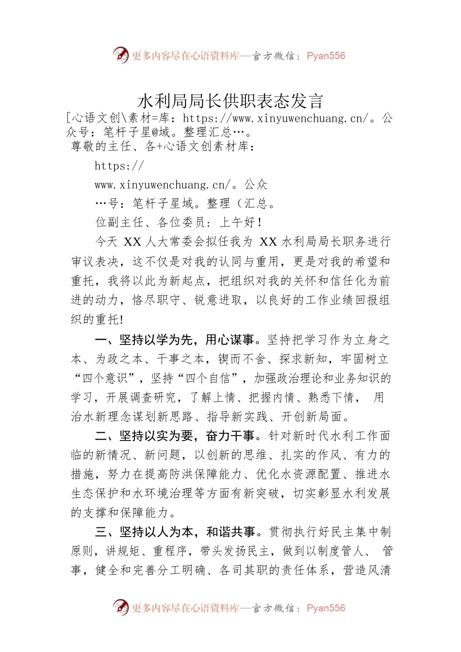 水利局局长供职表态发言.docx_第1页