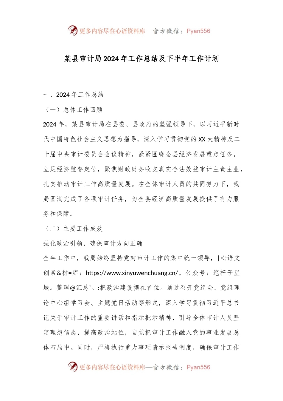 某县审计局2024年工作总结及下半年工作计划.docx_第1页