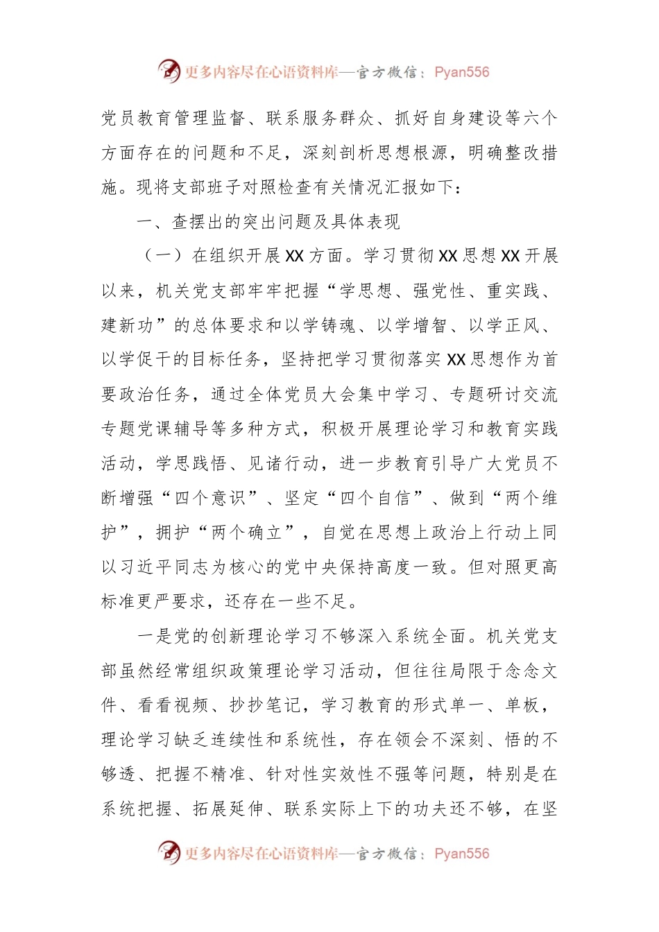 某县政府办公室机关党支部班子2023年度第二批专题组织生活会对照检查材料（六个方面）.docx_第2页