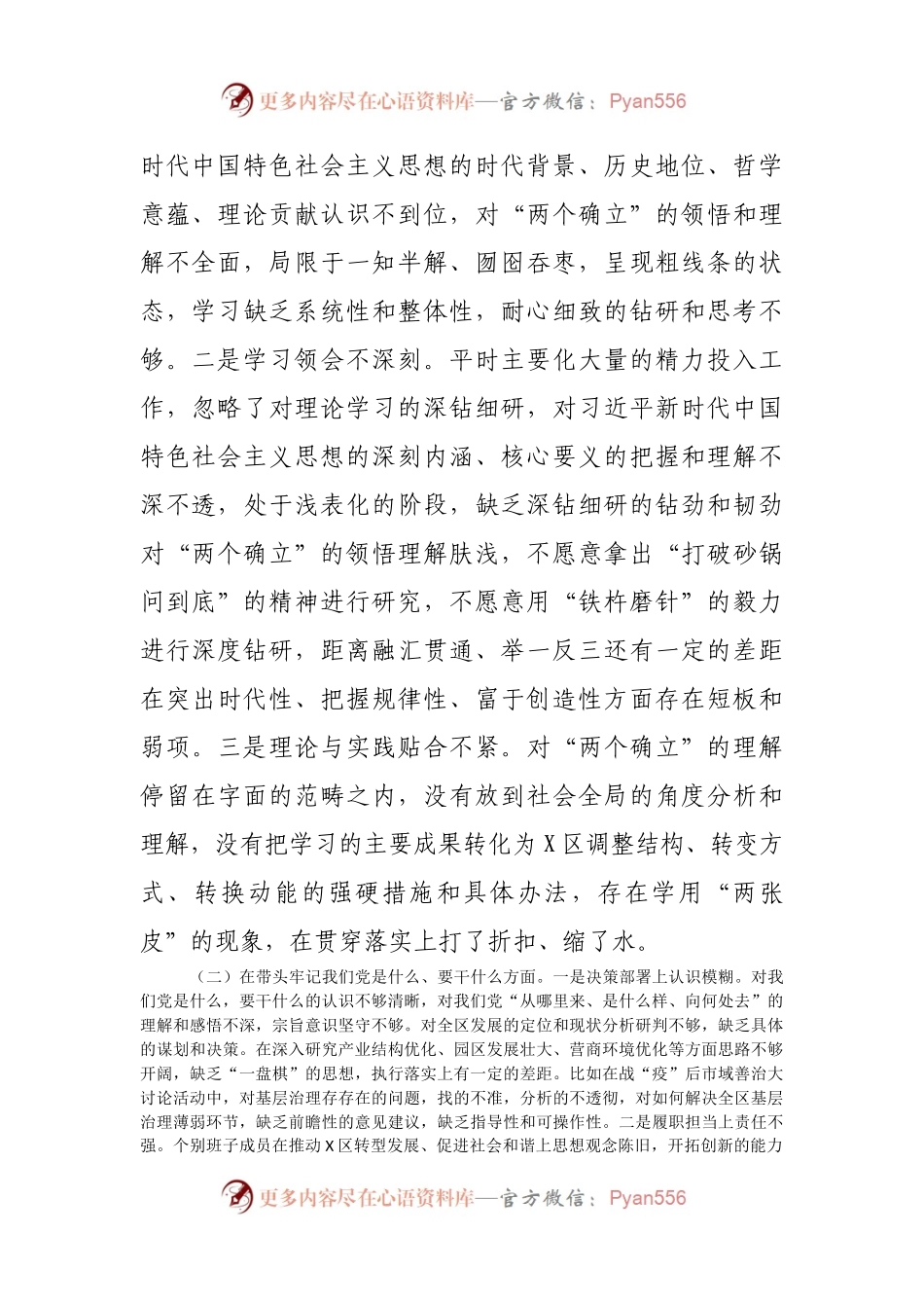 班子2021年专题民主生活会对照检查材料（区委）.docx_第2页
