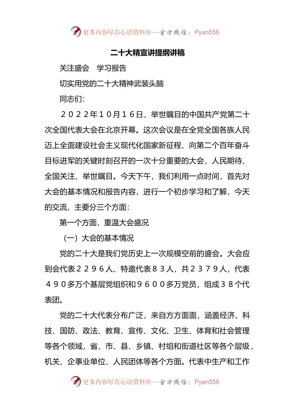 盛会精神：宣讲提纲讲稿.docx_第1页