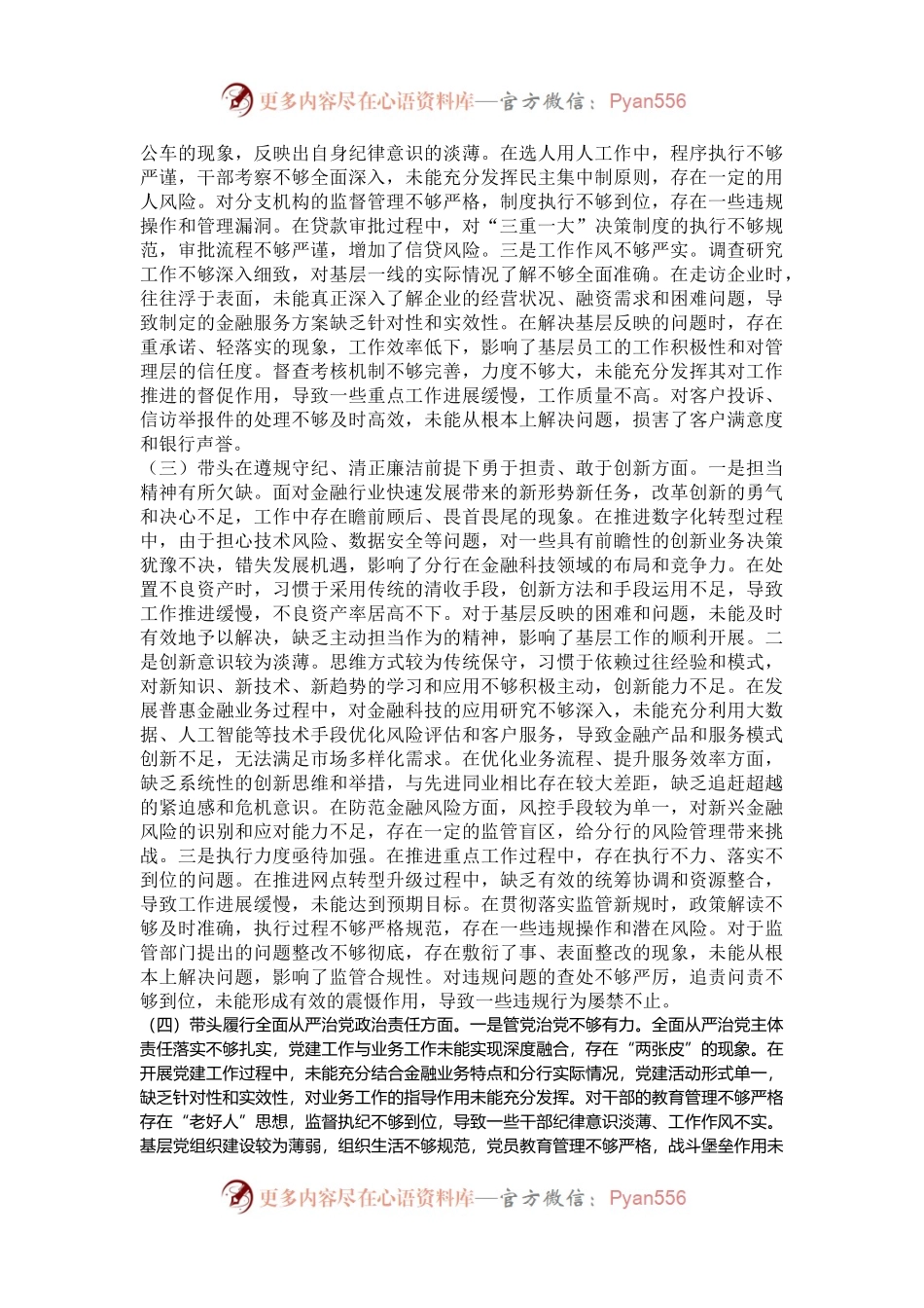 班子成员2024年度民主生活会对照检查材料（四个带头）.docx_第2页