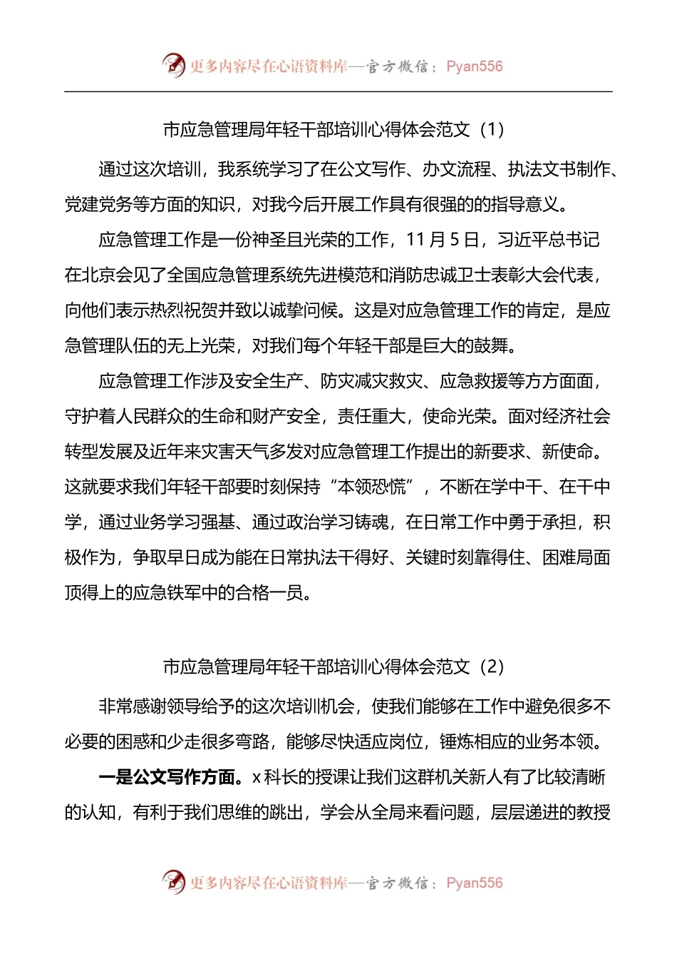 汇编352-市应急管理局年轻干部培训心得体会-5篇.docx_第1页