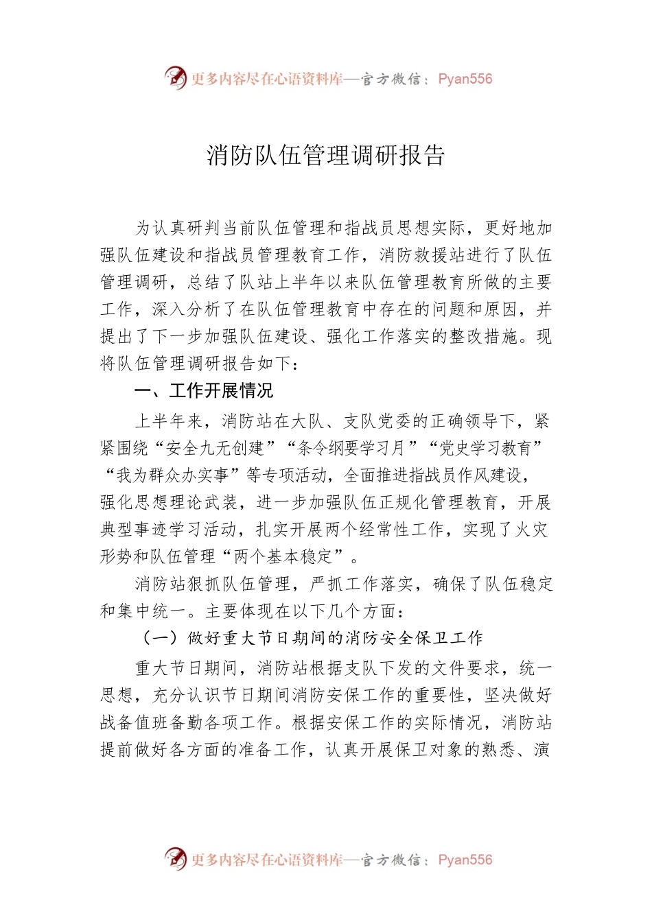 消防队伍管理调研报告.docx_第1页