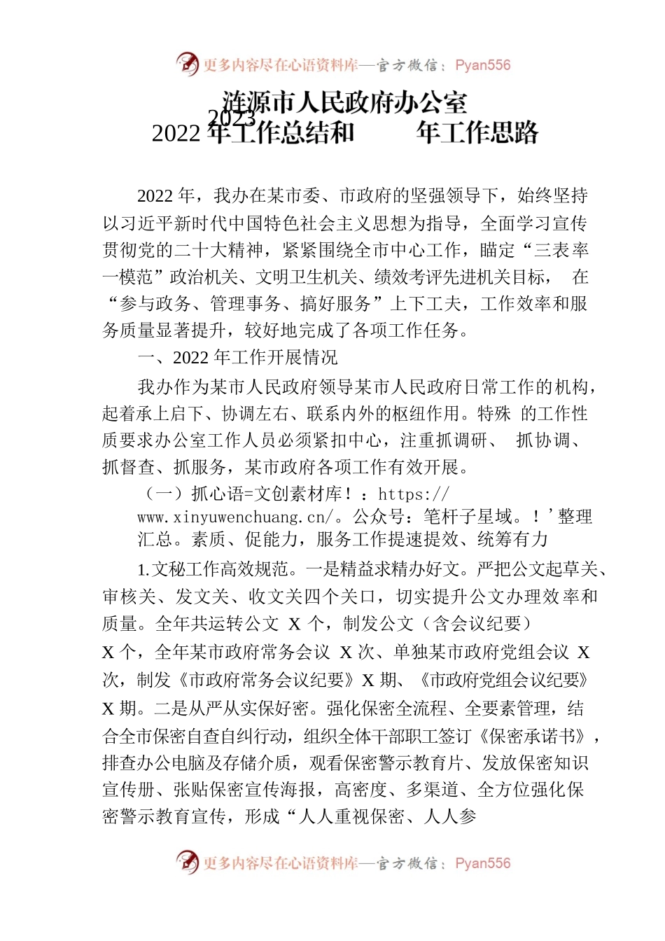 涟源市政府办2022年工作总结和2023年工作思路.docx_第1页