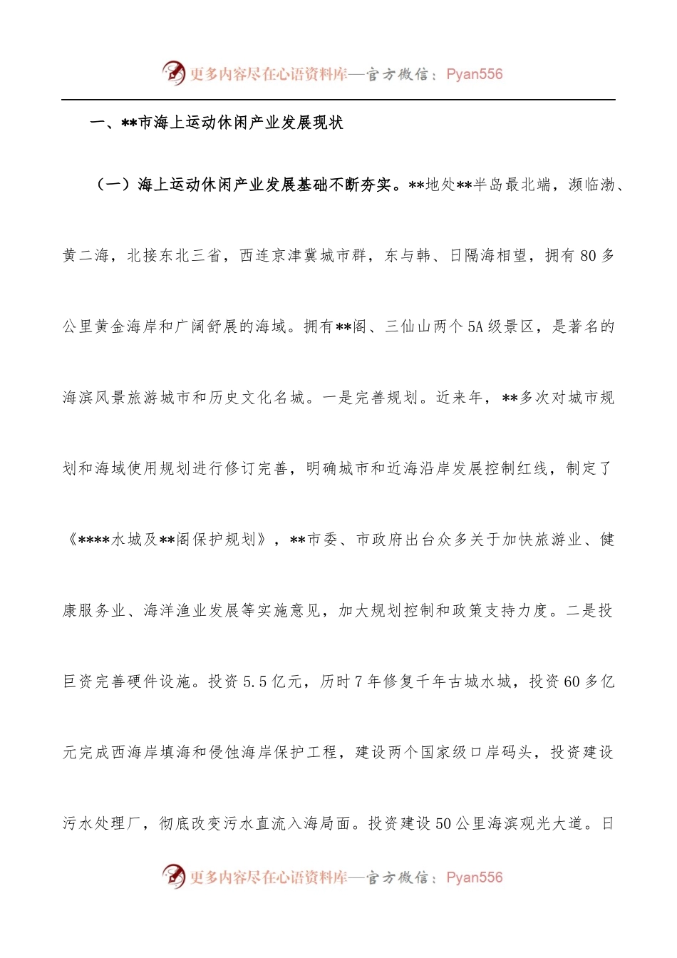 某市2022年海上运动休闲产业发展情况汇报.docx_第2页