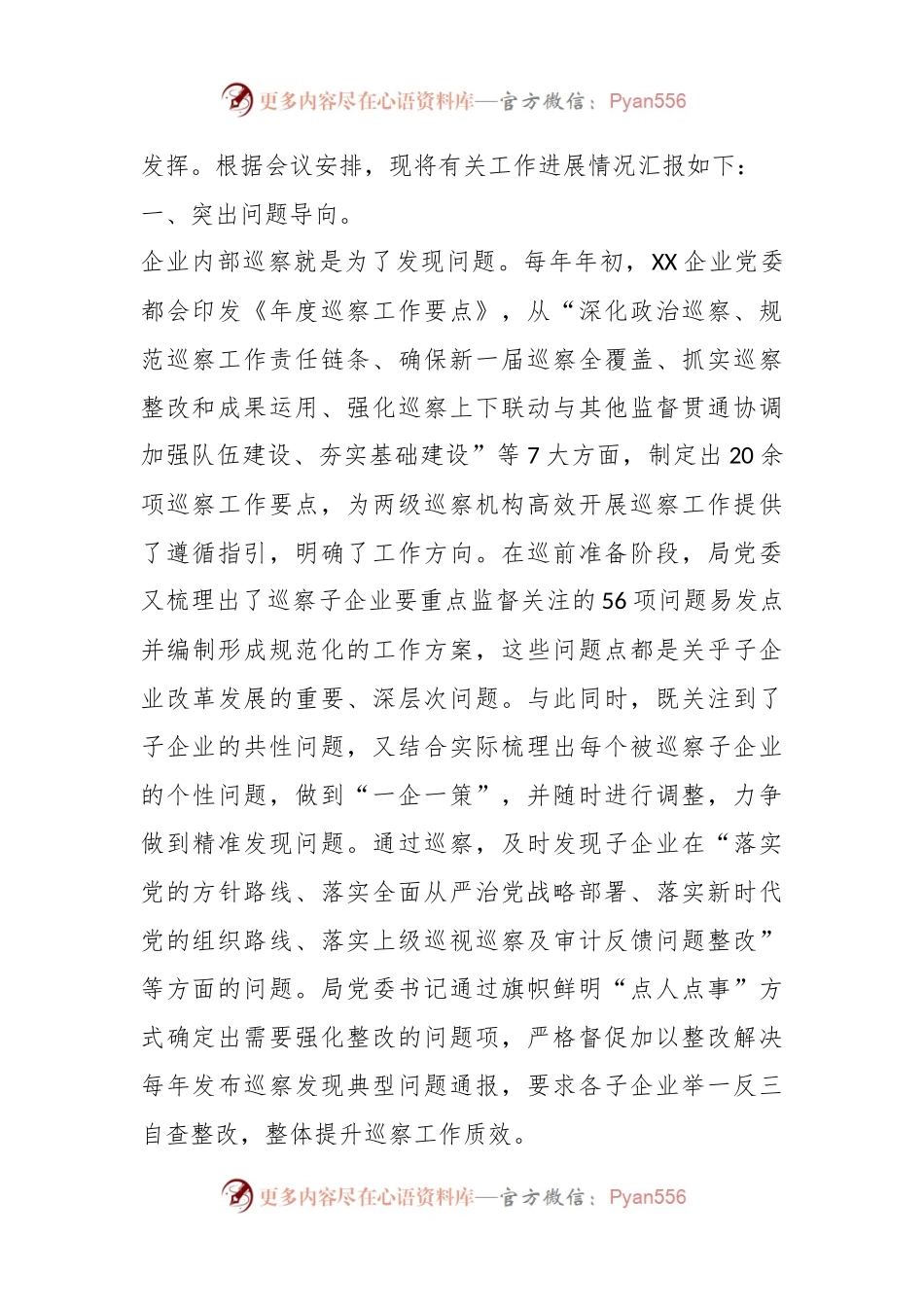 某国企在全市国资国企系统巡察工作专题推进会上的汇报发言材料.docx_第2页