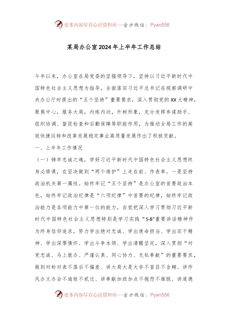 某局办公室2024年上半年工作总结.docx_第1页