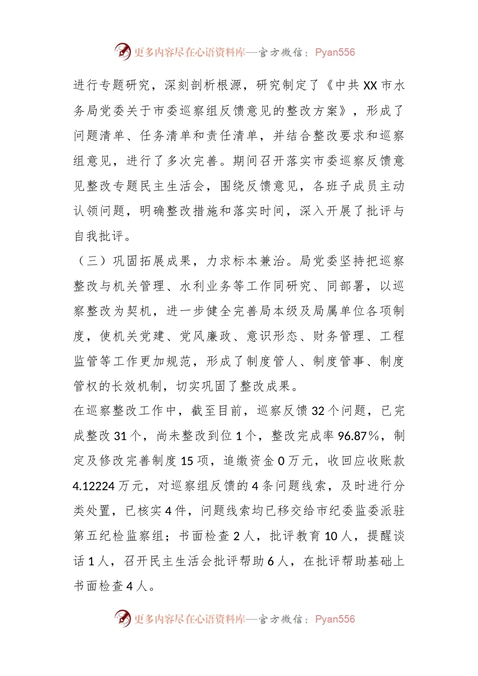 某市水务局关于巡察整改进展情况的报告.docx_第2页