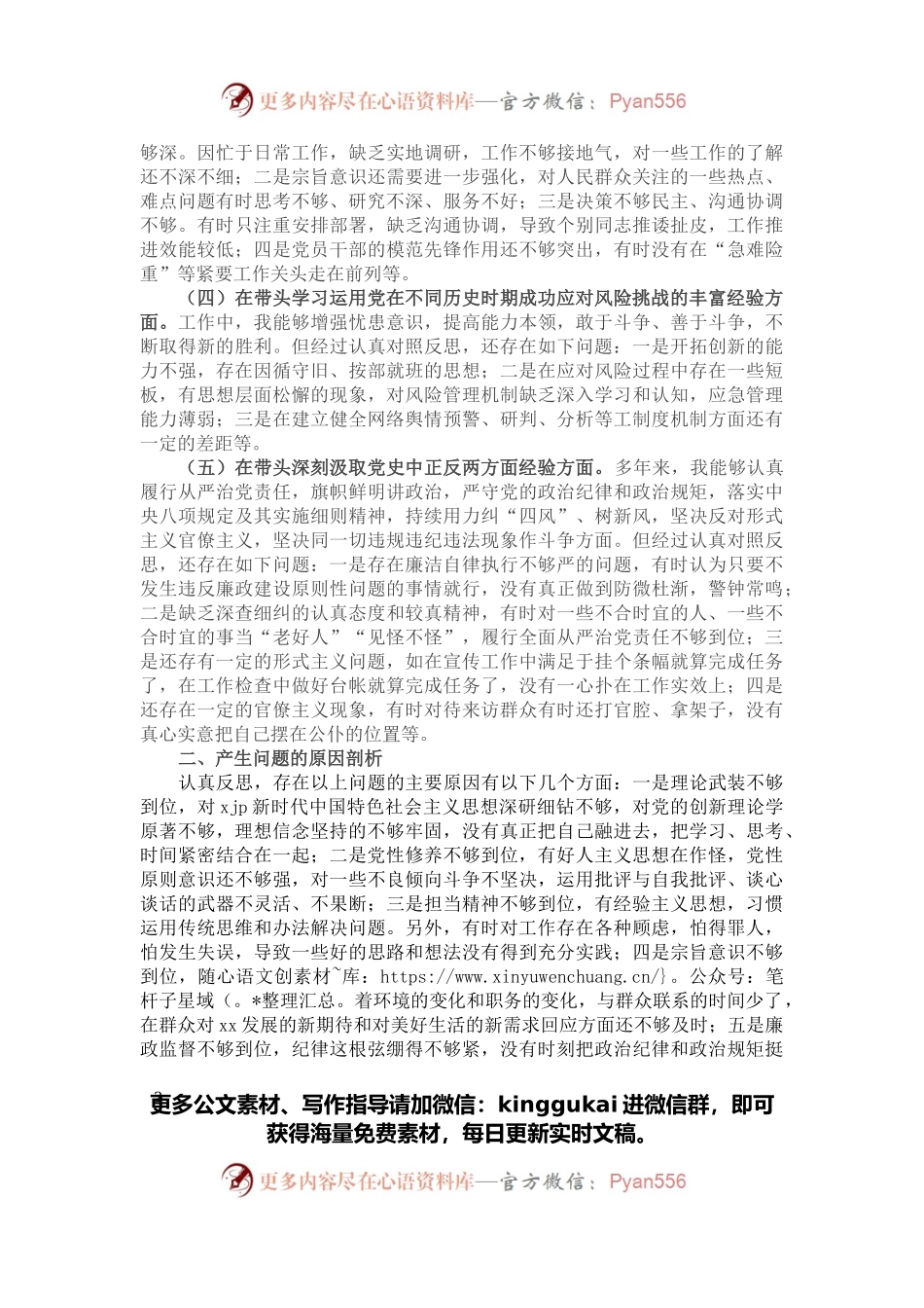 班子成员党史学习教育专题民主生活会对照检查材料.docx_第2页