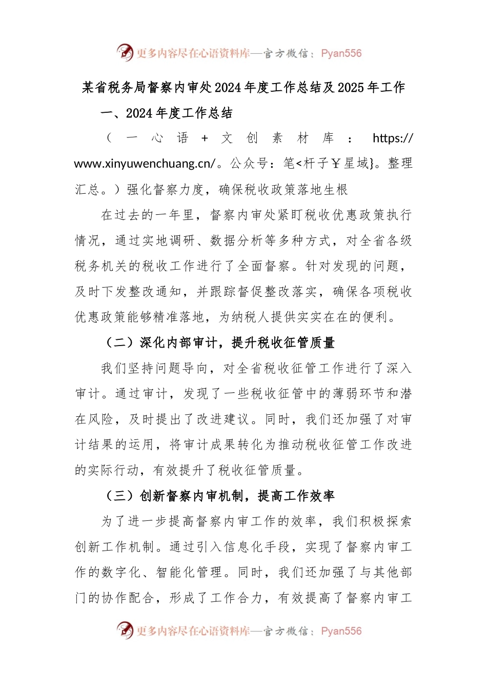 某省税务局督察内审处2024年度工作总结及2025年工作.docx_第1页