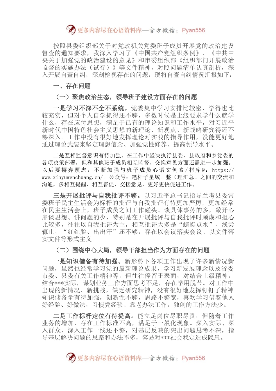 某乡乡长关于党的政治建设自查自纠报告.docx_第1页