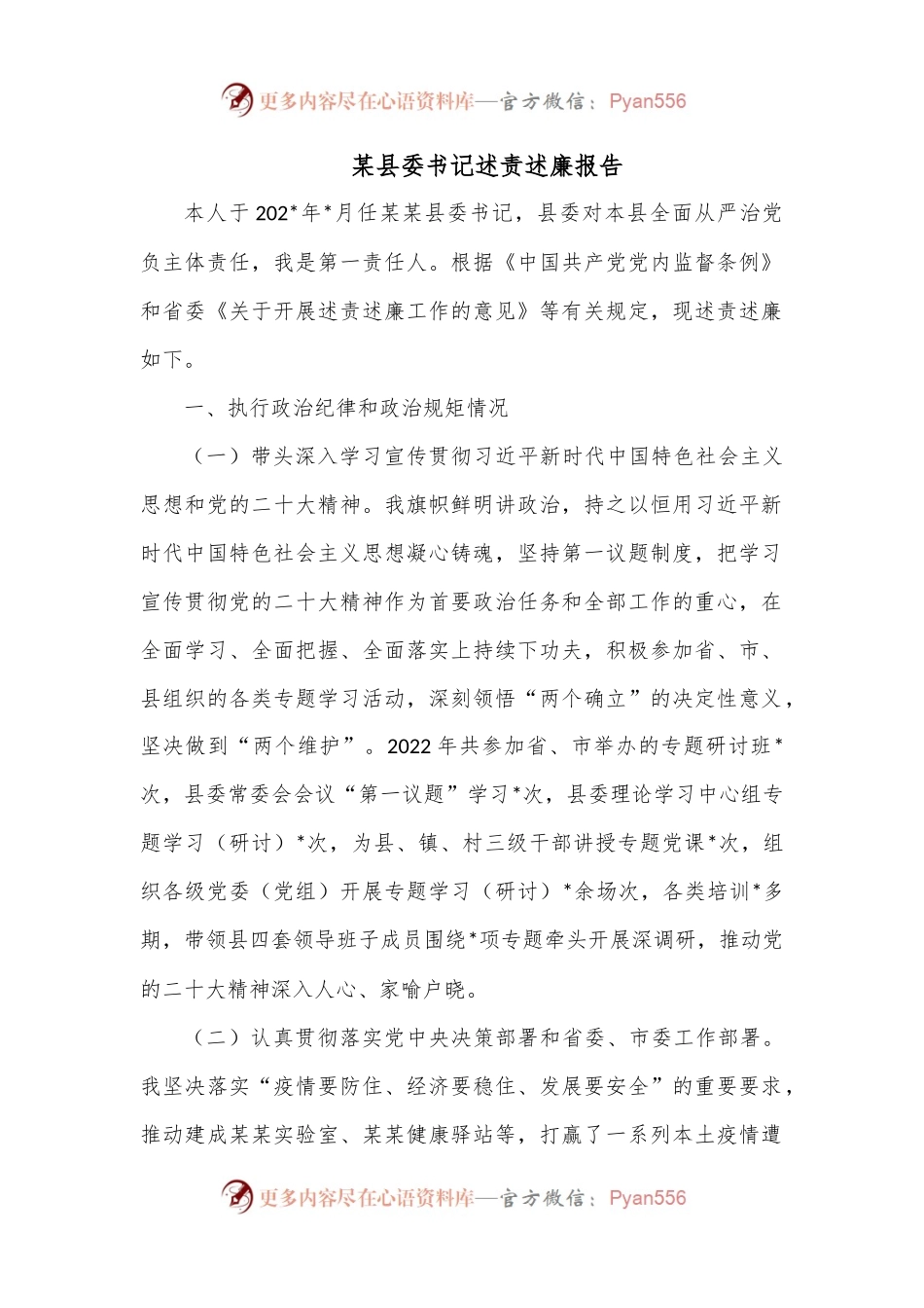 某县委书记述责述廉报告.docx_第1页