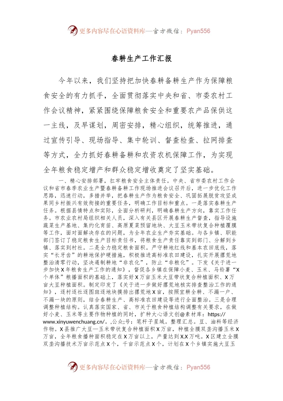 春耕生产工作汇报.docx_第1页
