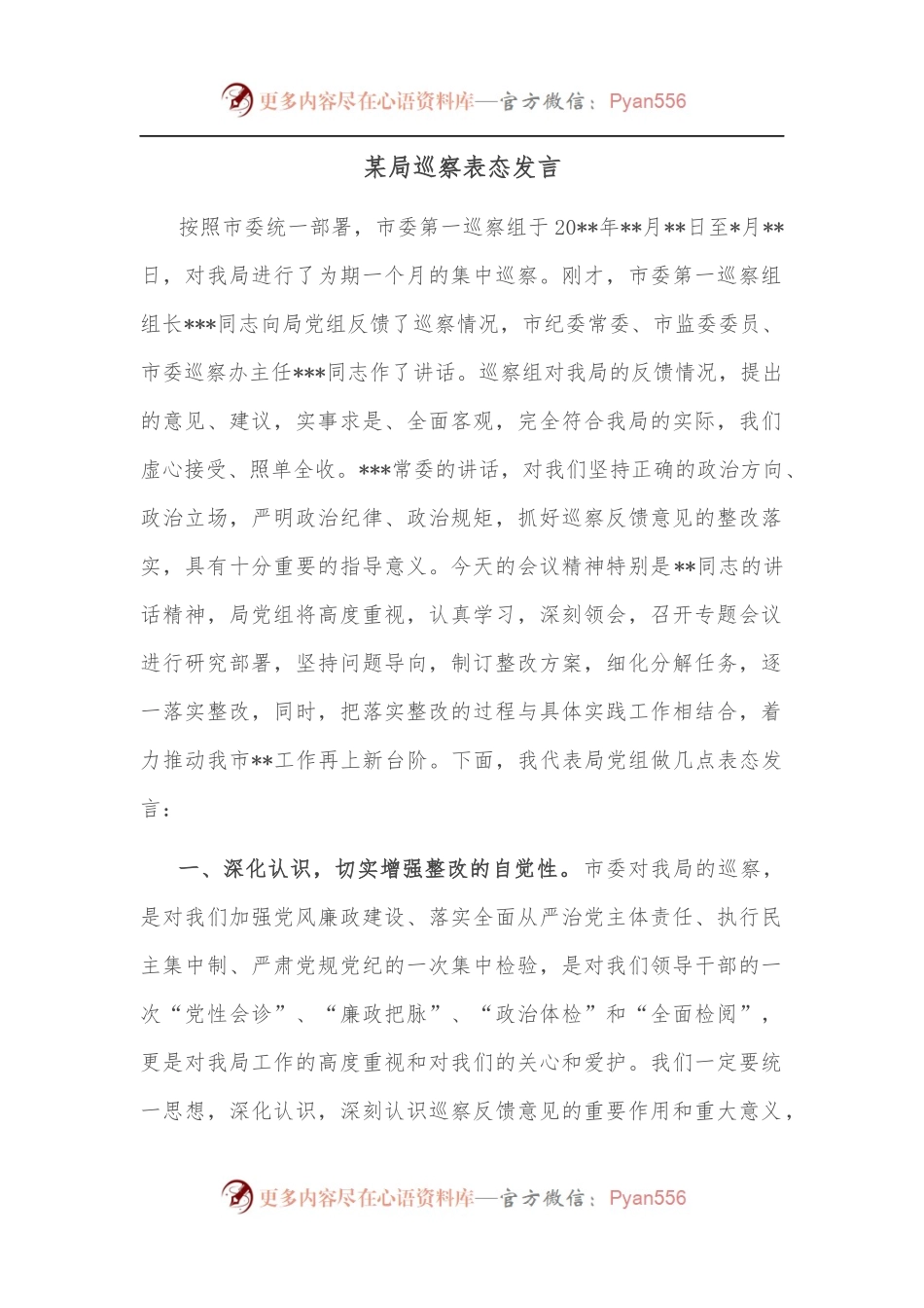某局巡察表态发言.docx_第1页