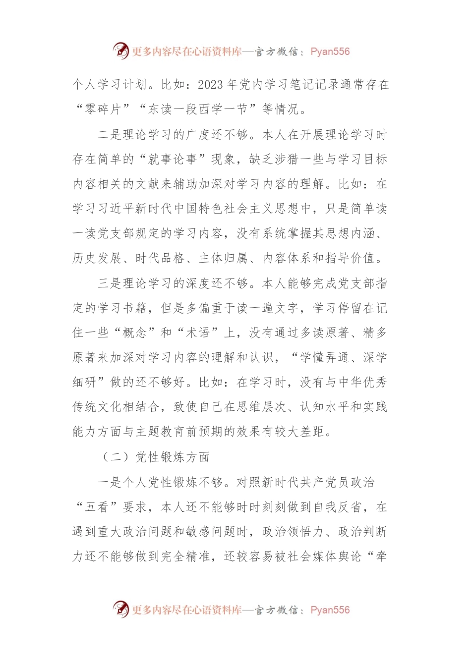 某公司党员2023年专题组织生活会发言稿提纲.docx_第2页