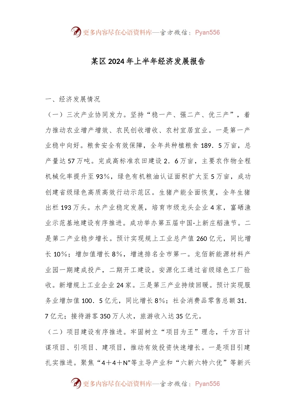 某区2024年上半年经济发展报告.docx_第1页