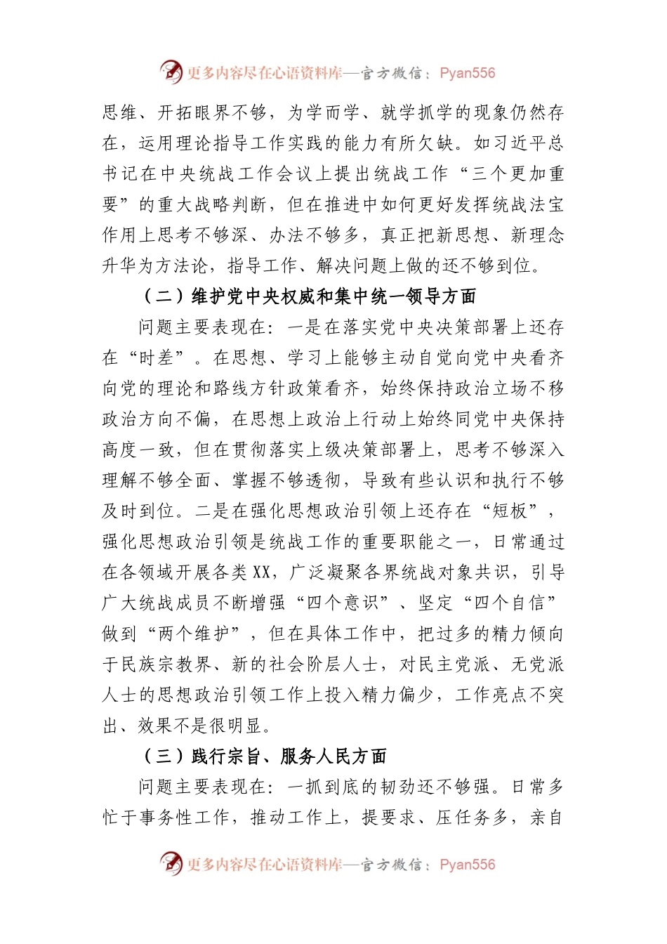 某县统战部长2023年度主题教育民主生活会个人发言提纲（践行宗旨等6个方面）.docx_第2页