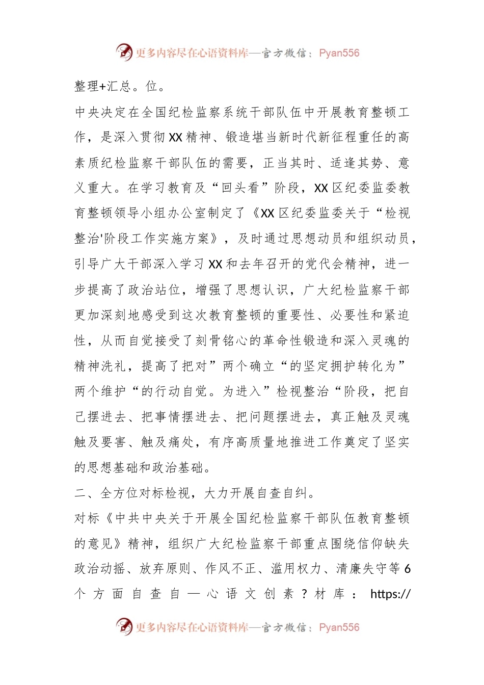 某纪检监察干部队伍教育整顿“检视整治”阶段工作汇报.docx_第2页