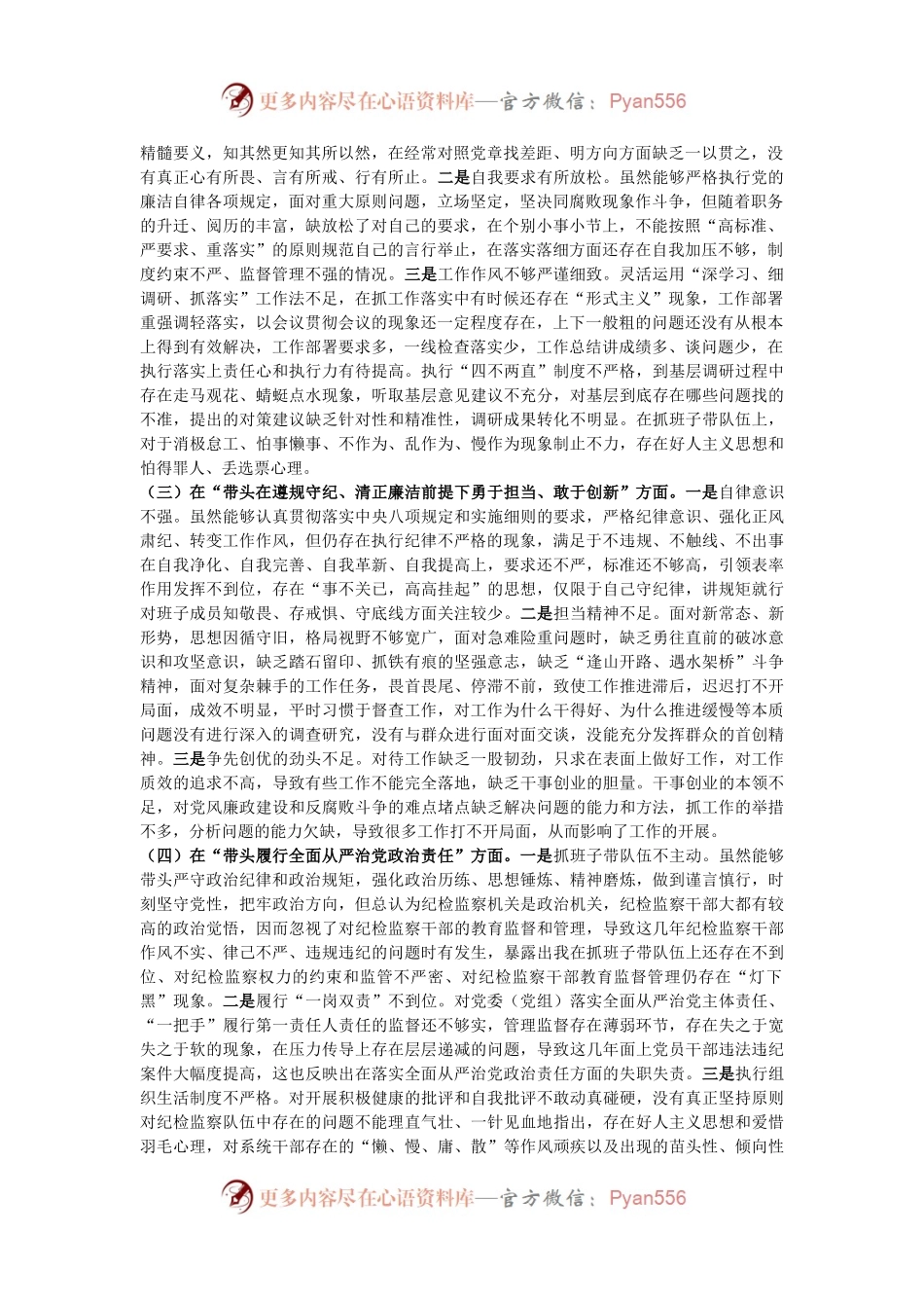 某纪委书记2024年度民主生活会“四个带头”个人对照检查材料.docx_第2页